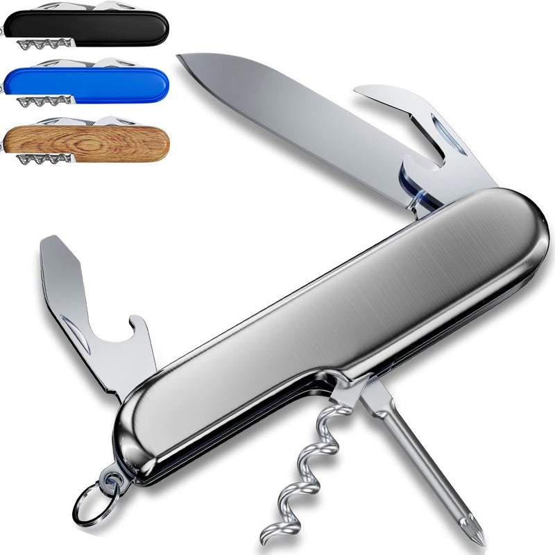 GOOD WORKER Small Pocket Knife 6 in 1 - Keychain Multitool - Compact Kids Pocket Knife with Bottle Opener, Can Opener, Corkscrew, Phillips Screwdriver - EDC Gift for Men, Women, Camping, Hiking, Travel - 5005 - Image 1